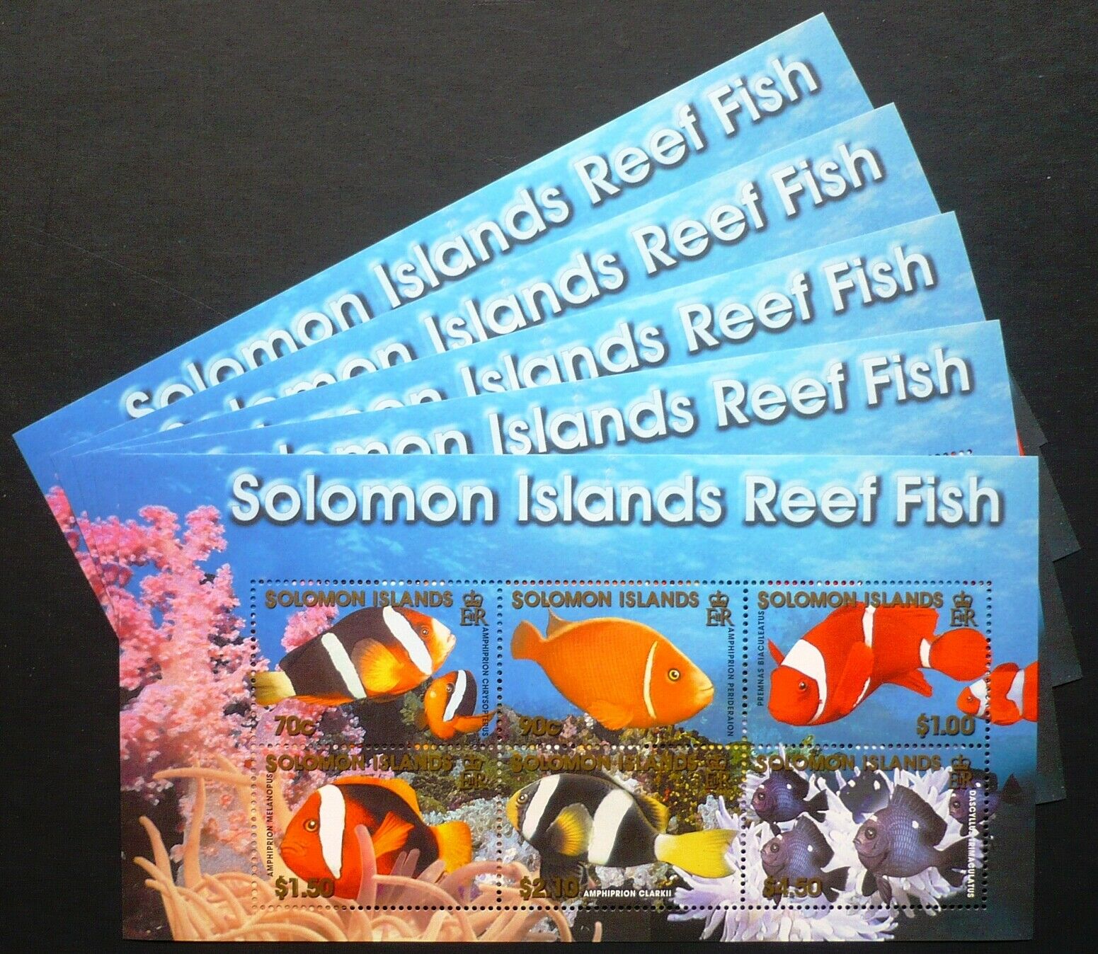 5 X Salomon Solomon Island 2001 Block 65 ** Mnh Korallen Fische Fish